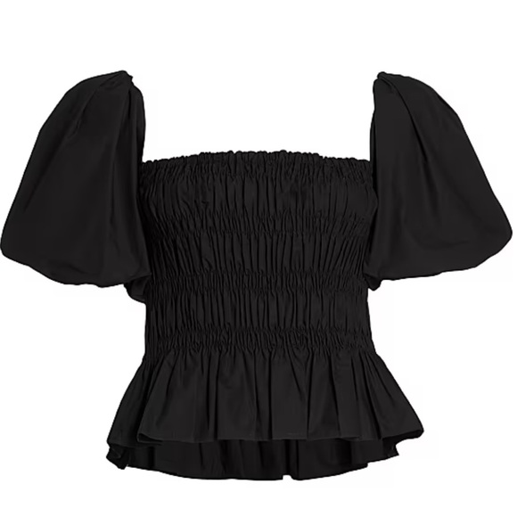 Astr Sabina Black Puff Sleeve Smocked Blouse - Picture 1 of 4